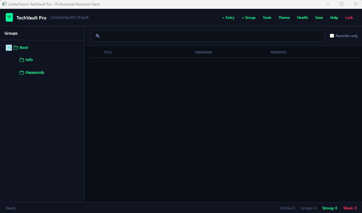 TechVault Pro Main Interface
